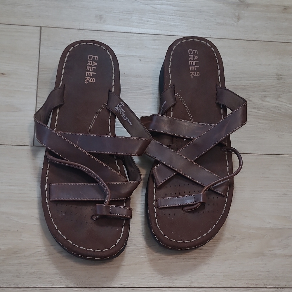 Falls Creek Brown Leather Sandals